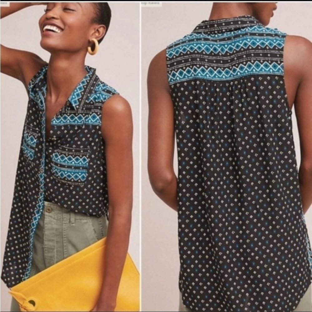 Anthropologie Akemi+Kin button down sleeveless top size S